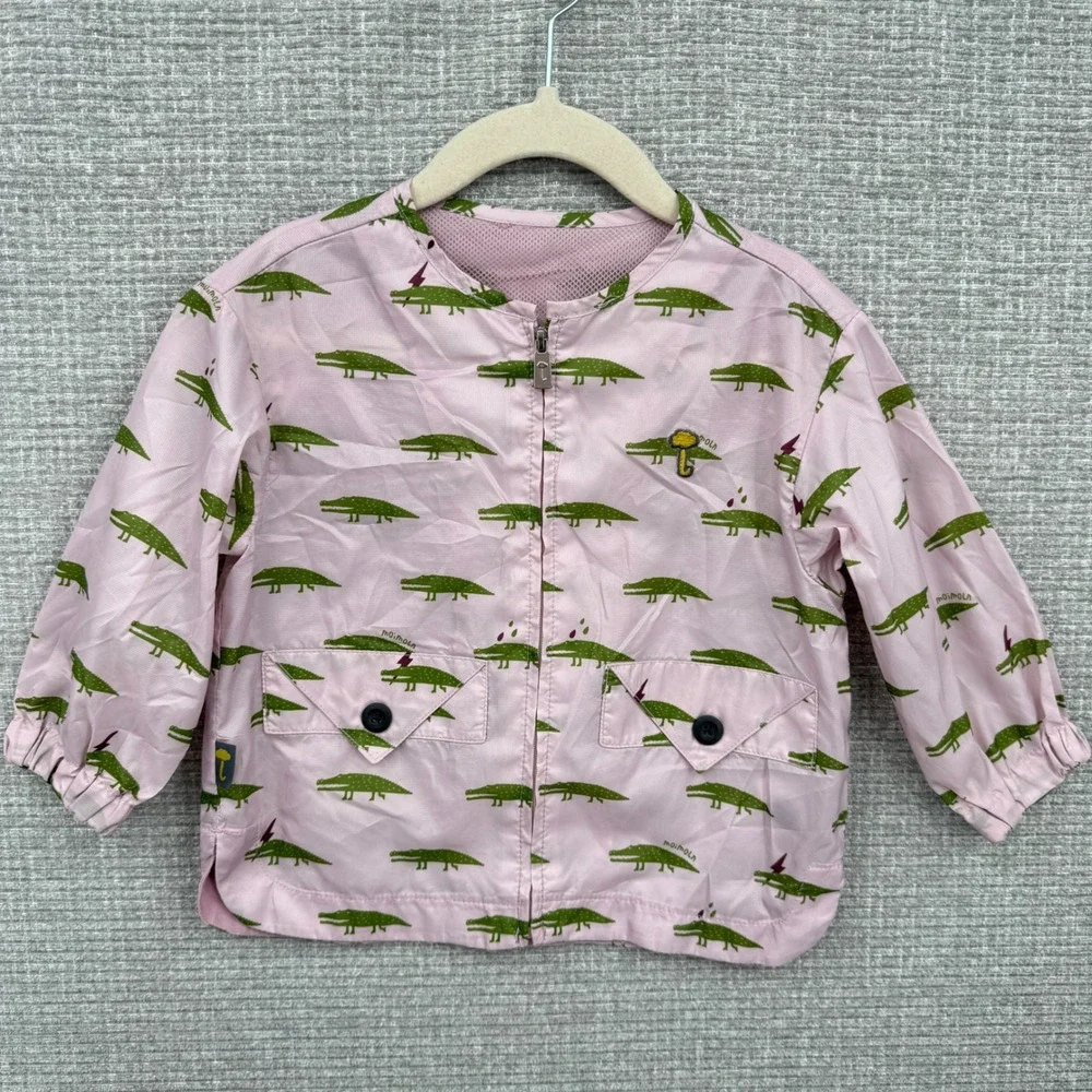 MoiMoiLn Kids GirlPink Crocodile Print Lightweight Rain Jacket 90 Sz 2T 90
